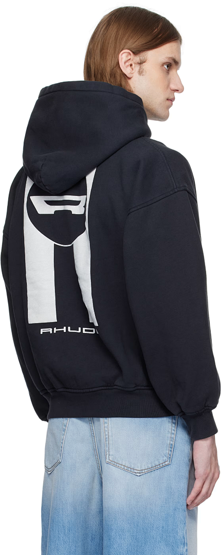 On Running ON SALE138 Rhude Black Campione Hoodie Big R Washed Print Short Wide Boxy : S M L - Image 21