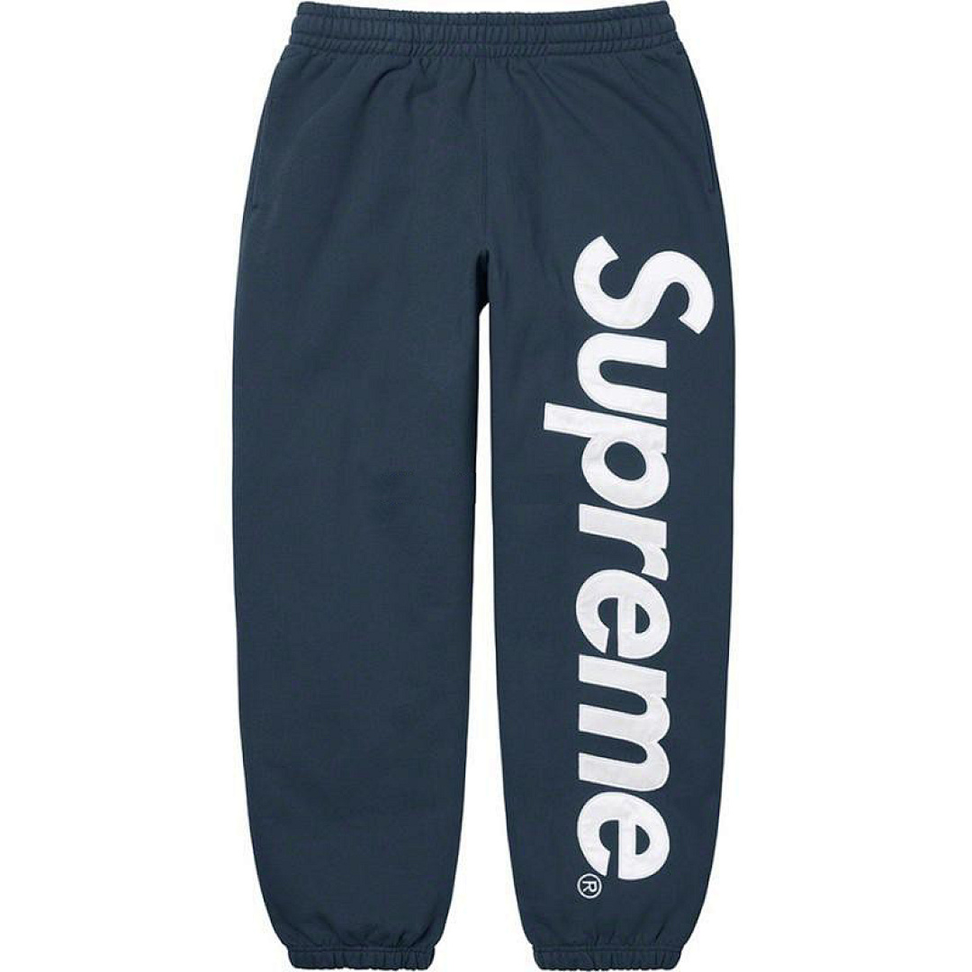 Supreme 238 22FW Satin Applique Sweatpant Big Logo Velvet Cotton Black Floral Grey Blue Red Green Brown Light Orange Purple Khaki S M L XL 1309# - Image 17