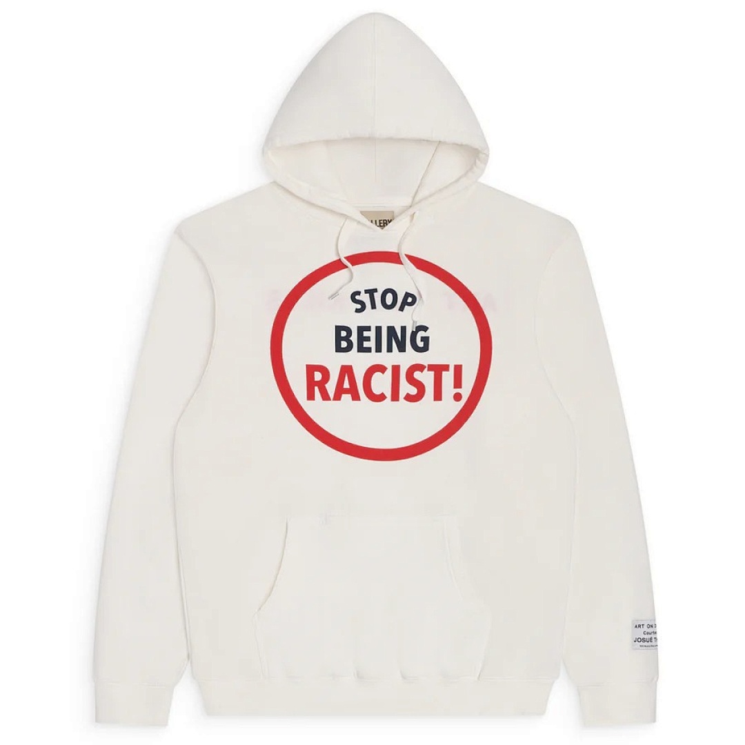 Celine 238 GALLERY DEPT STOP BEING RACIST REVERSIBLE ATK HOODIE GD Label True Surface Print : White S M L - Image 12