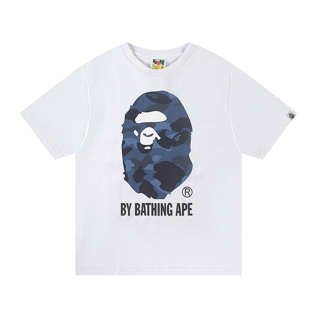 Bape 148 TOP Print Collar Short Sleeve T Black White S-XL - Image 12