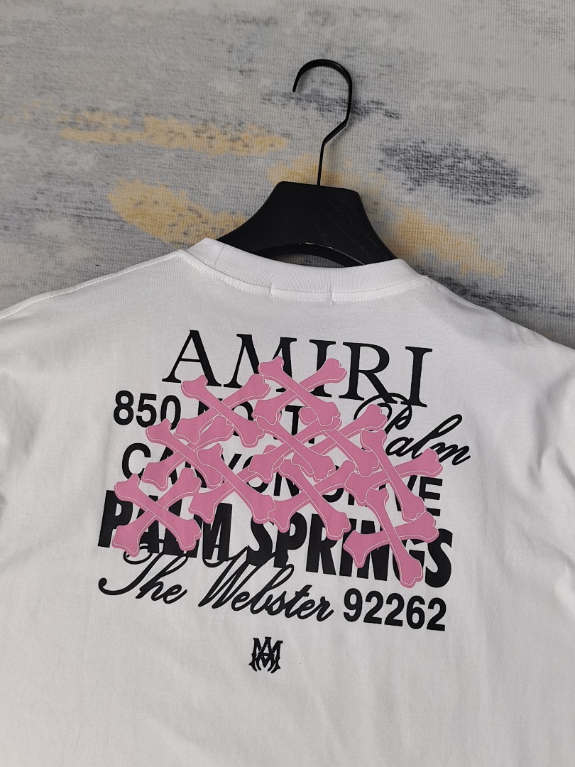 AMIRI 118 Wide Version Model Short Sleeve T Logo Print High Wind Black White S M L XL 9908# - Image 35
