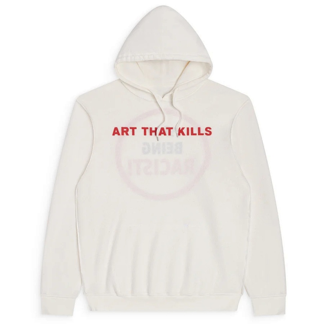 Celine 238 GALLERY DEPT STOP BEING RACIST REVERSIBLE ATK HOODIE GD Label True Surface Print : White S M L - Image 13