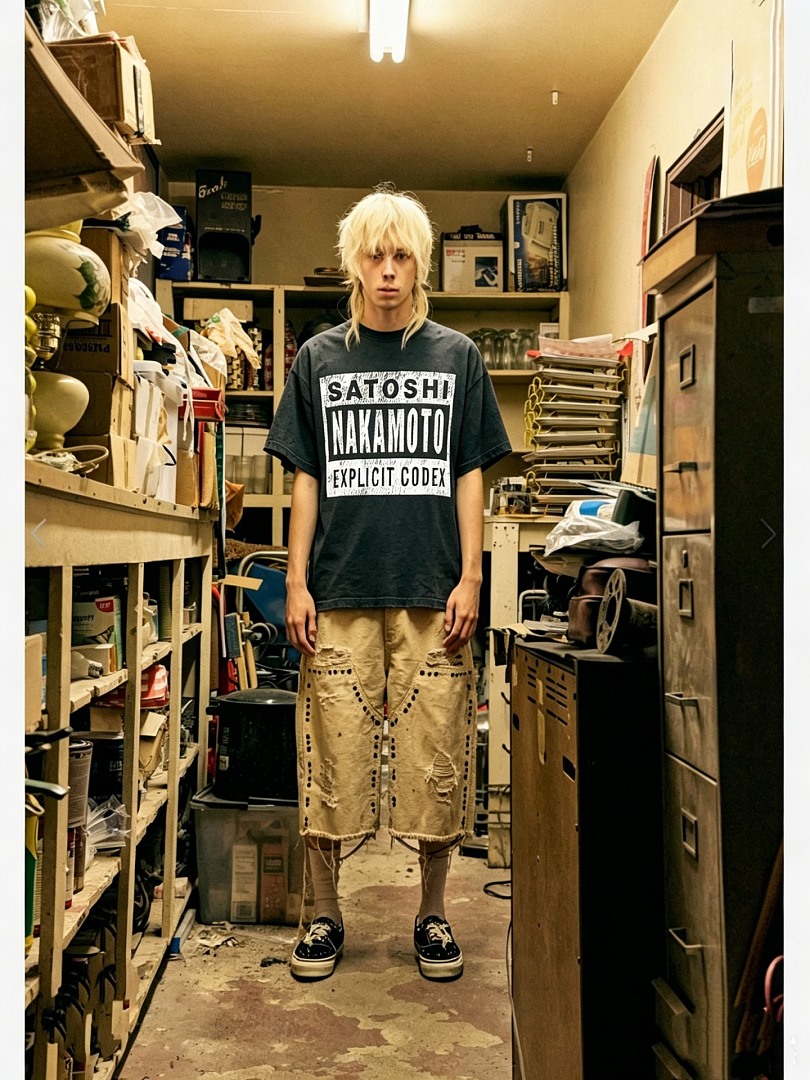 Unbranded 128 SATOSHI NAKAMOTO Print T : Washed Black S M L - Image 13