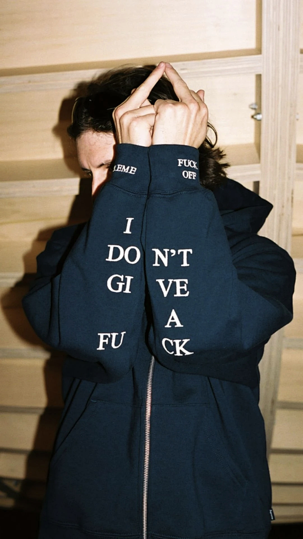 Supreme 378 FW25 IDGAF ZIP UP HOODED Embroidered (Black Grey) - Image 45