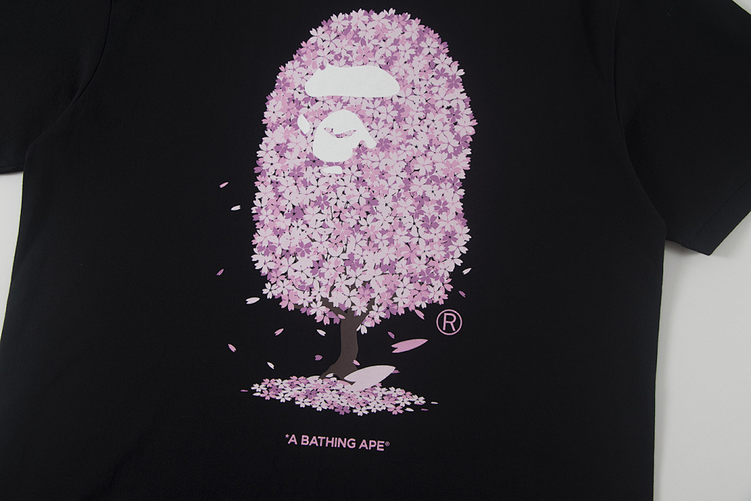 Bape 148 TOP Print Collar Short Sleeve T Black S-XL - Image 6