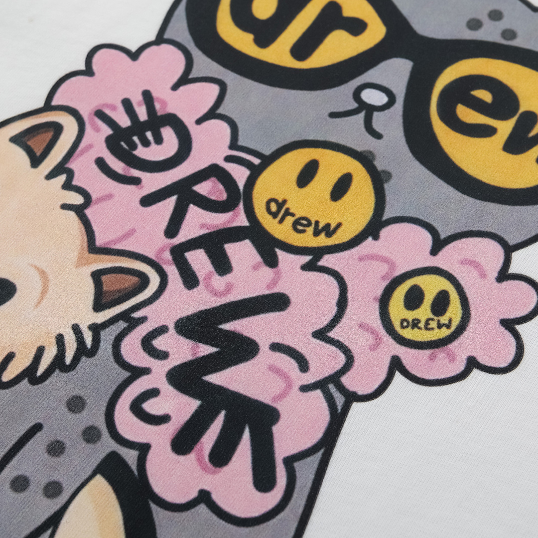 Drew House 108 Drew House Small Print Short Sleeve : Black White S-XL # - Image 16