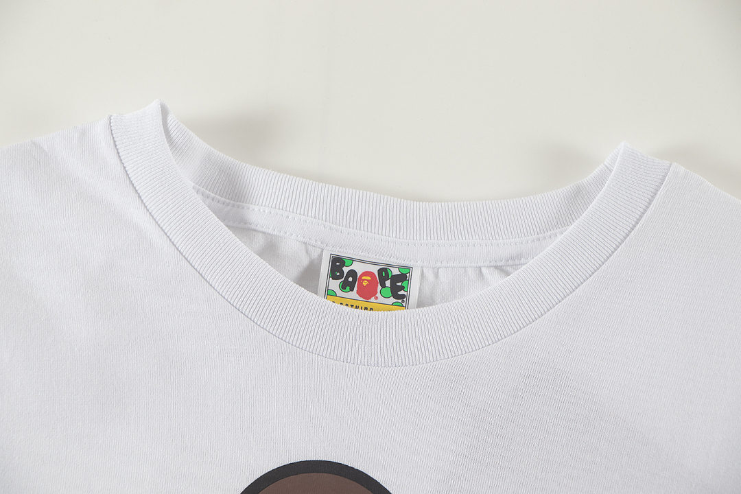 Bape 148 TOP Print Collar Short Sleeve T Black White S-XL - Image 14