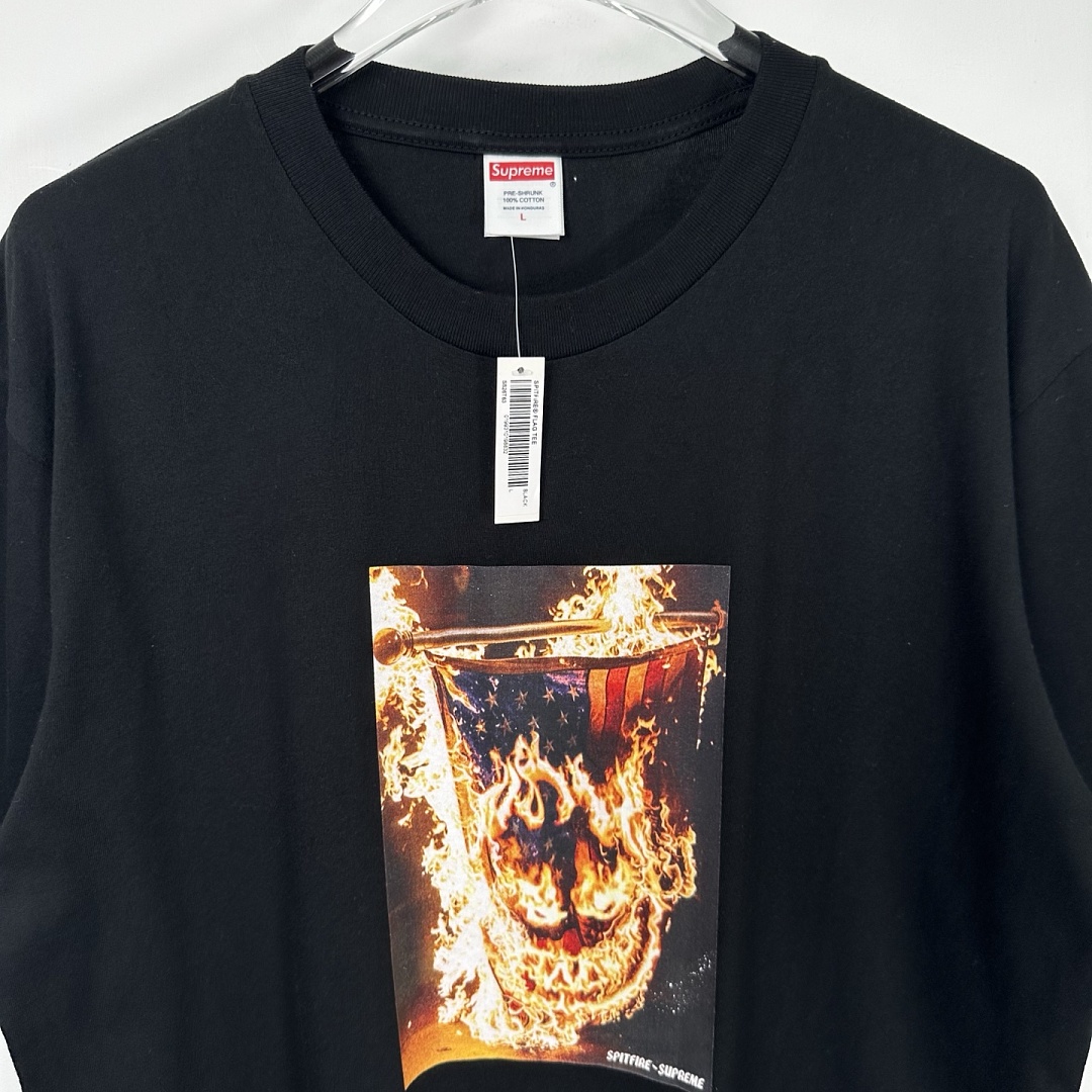 Supreme 148 SPITFIRE FLAG TEE Fire Flame T S-XL (Black) - Image 8