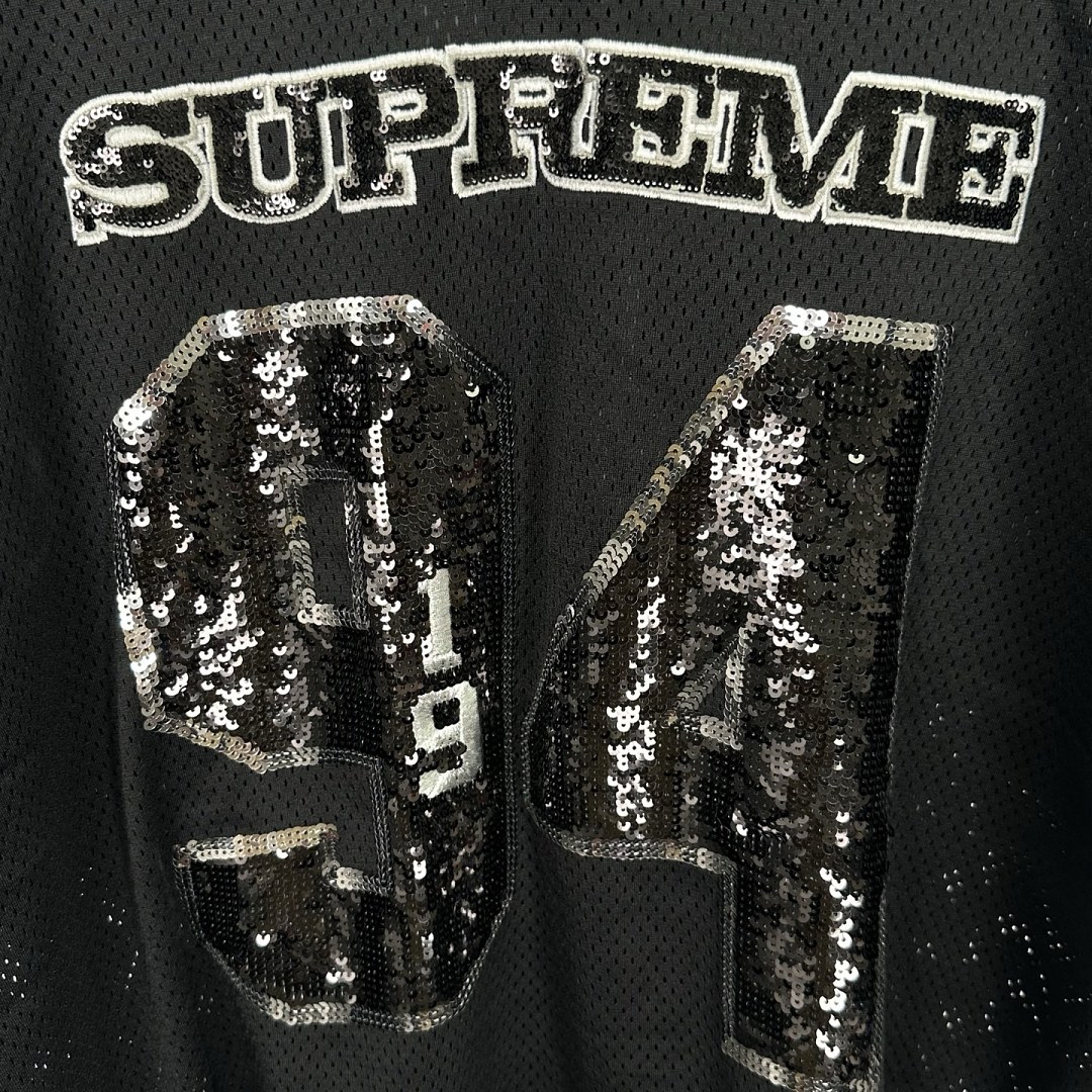 Supreme 258 SEQUIN FOOTBALL JERSEY Embroidered Black S-XL - Image 8