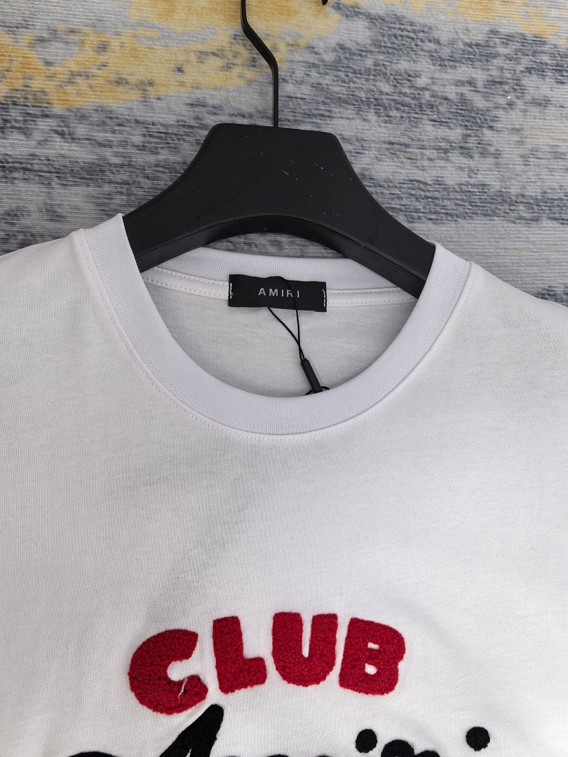 AMIRI 118 26Ss New Fleece Embroidered Short Sleeve T Black White S M L XL 9929# - Image 31