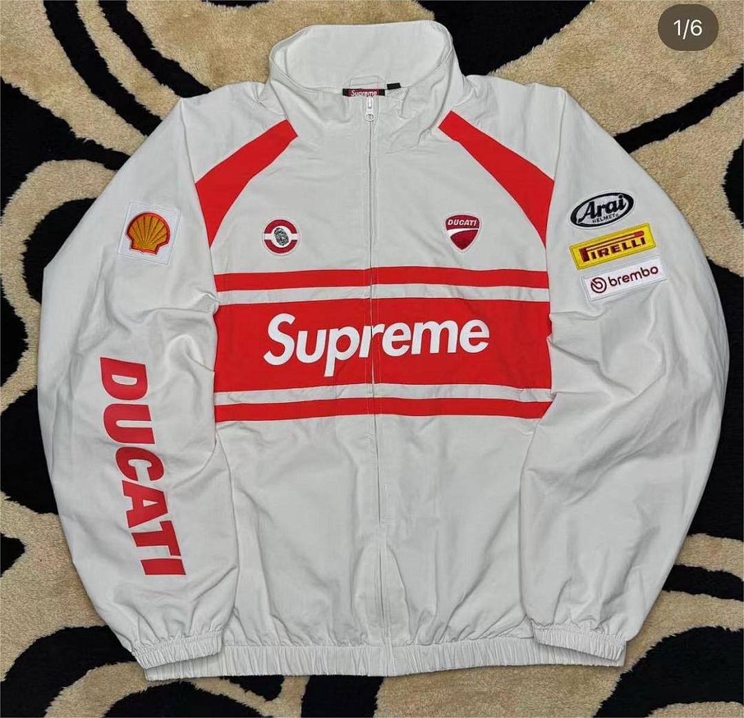 Balenciaga 468 Sup 24SS Ducati Khaki Collab Track Jacket Black White S M L - Image 24