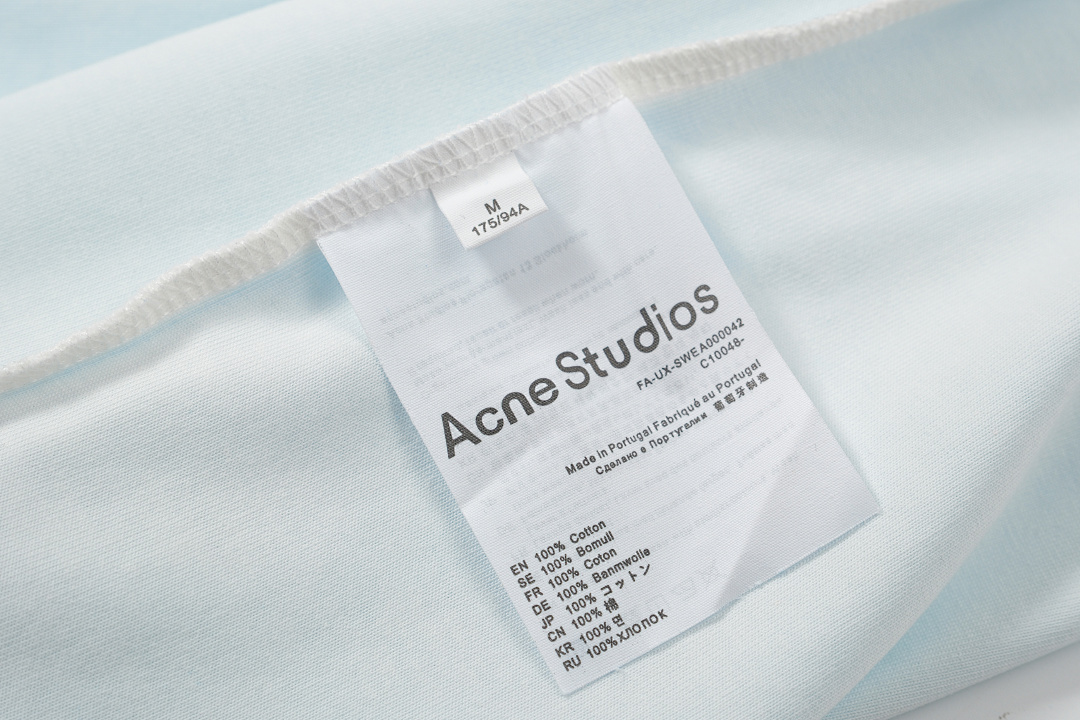 Acne Studios 118 AC LOGO Print Short Sleeve T White Light Blue Dark S-XL 8046# - Image 18