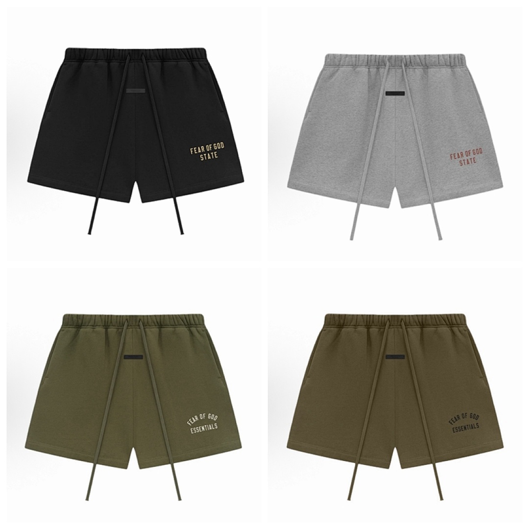 Essentials 148 Ess Fall24 BACK TO SCHOOL Fleece Soccer Short Print Black Green Olive Oatmeal Grey Sea Blue S-XL