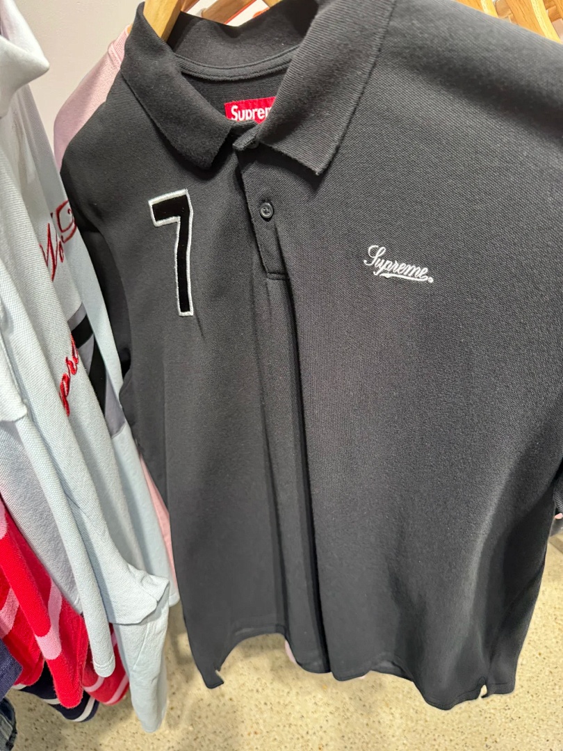 Ralph Lauren 198 SS25 CURSIVE POLO 7 No Embroidered Short Sleeve Black Light Blue S-XL - Image 5