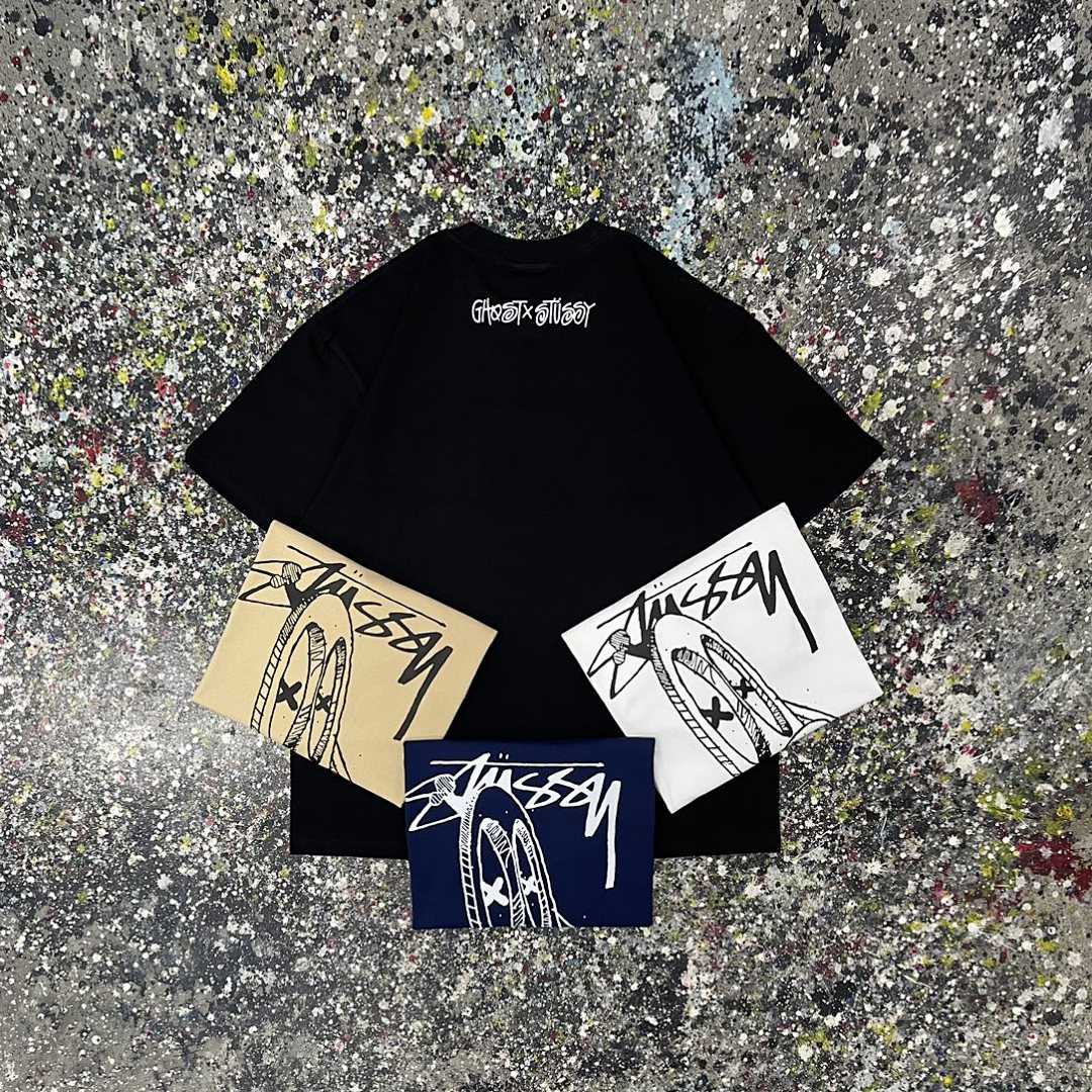 Stussy 108 Stu Short Sleeve T : Black White Apricot S M L XL XXL