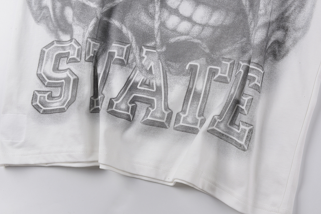 Hellstar 138 HELLSTAR STUDIOS Top Wind Print Solid Cotton Short Sleeve White S-XL - Image 6