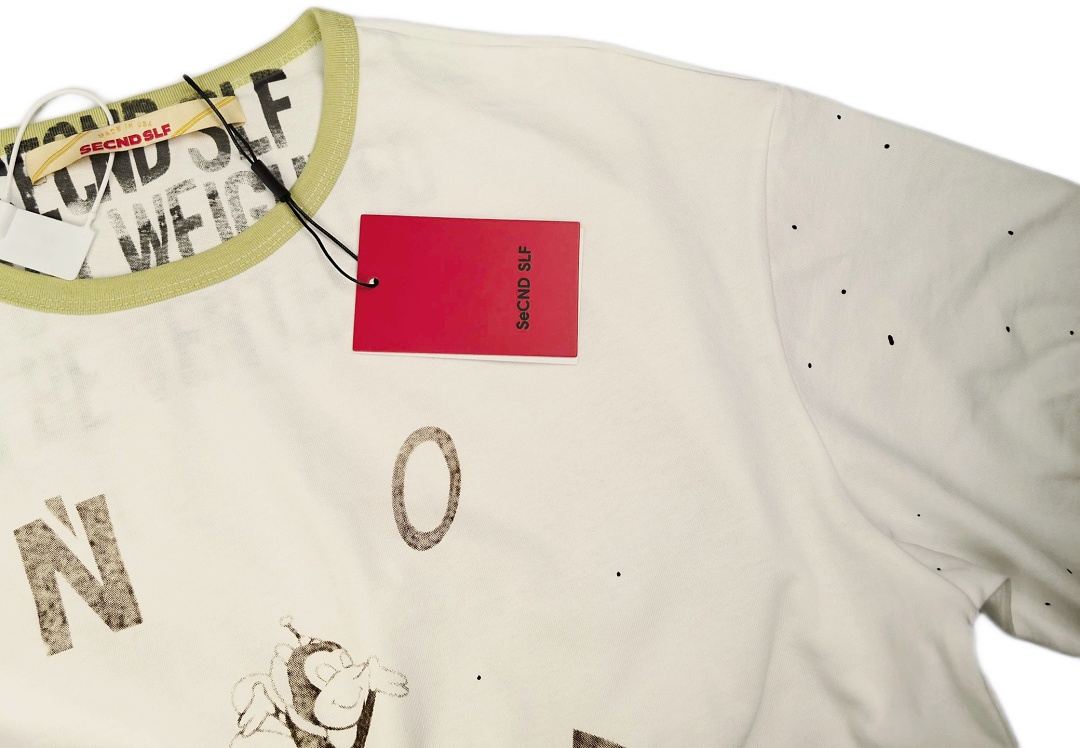 Off-White 128 SECND SLF Yellow Green Small Honey Ink Short Sleeve T : Off White S M L - Image 6
