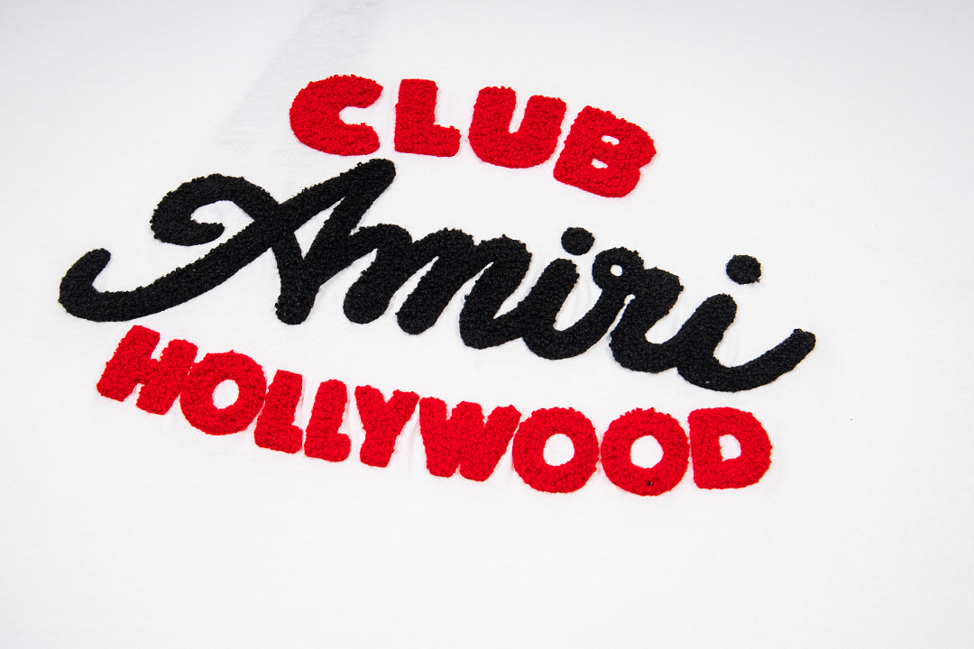 AMIRI 118 26Ss New Fleece Embroidered Short Sleeve T Black White S M L XL 9929# - Image 16