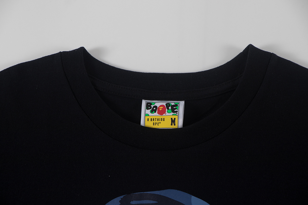 Bape 148 TOP Print Collar Short Sleeve T Black White S-XL - Image 5