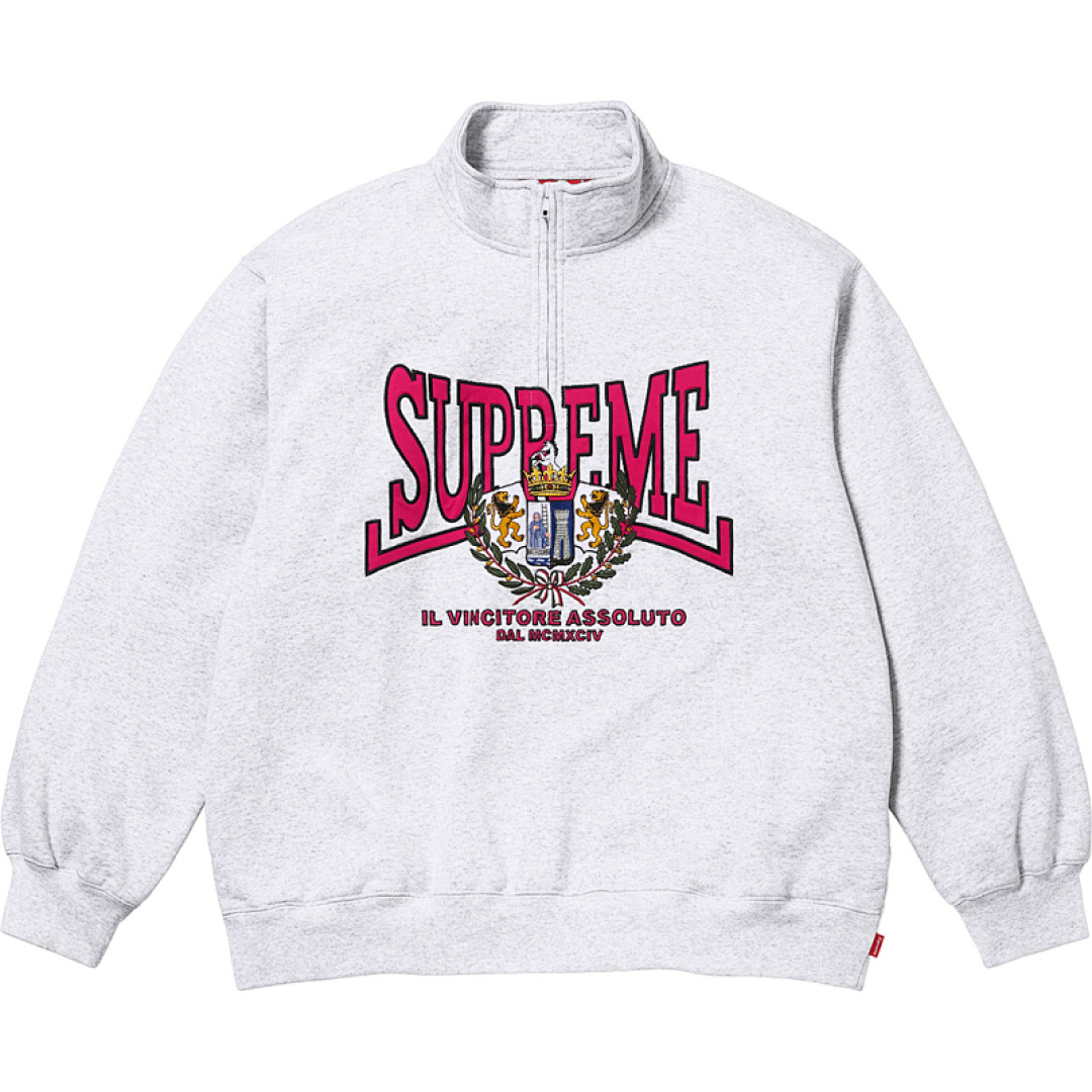 Supreme 368 CREST APPLIQUÉ HALF ZIP PULLOVER Stand Collar Black Light Grey Blue Sky S M L - Image 5