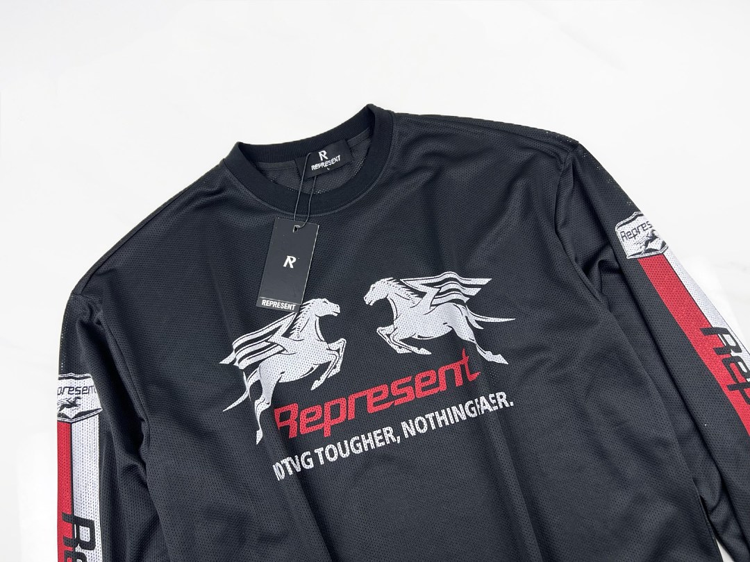 Represent 138 REP Long Sleeve : Black White S M L - Image 4