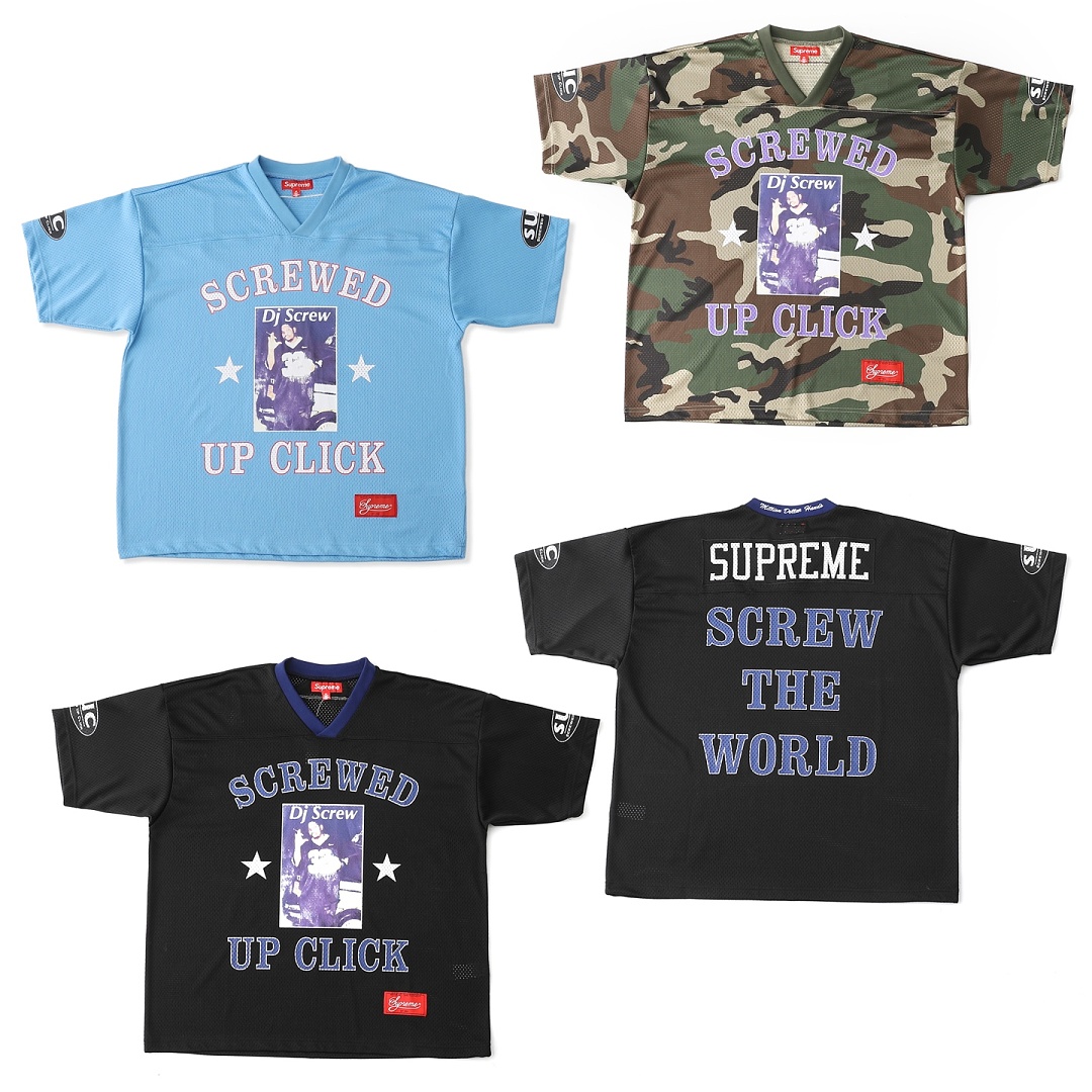Bape 258 DJ Screw Collab SS26 Football JerseyV Collar Print : Black Camo Sky Blue S M L