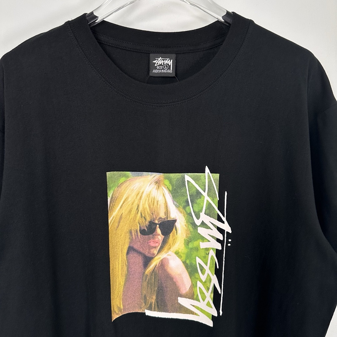 Stussy 138 STU SS25 Gold Womens T LAURA TEE Print Short Sleeve Black White S - Image 8