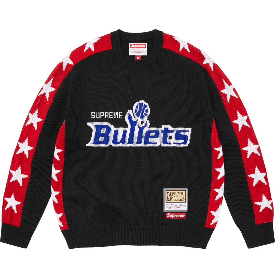 Supreme 328 SS26 Mitchell & Ness Sweater Bullets Fleece Black S-XL