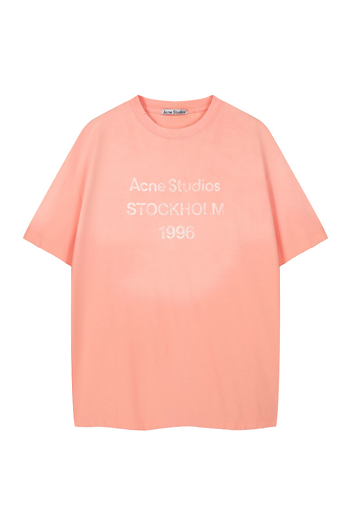Acne Studios 118 AC LOGO Print Short Sleeve T Pink Floral Grey Black White Red Olive Green Dark Blue Spring Purple S-XL 8026# - Image 4