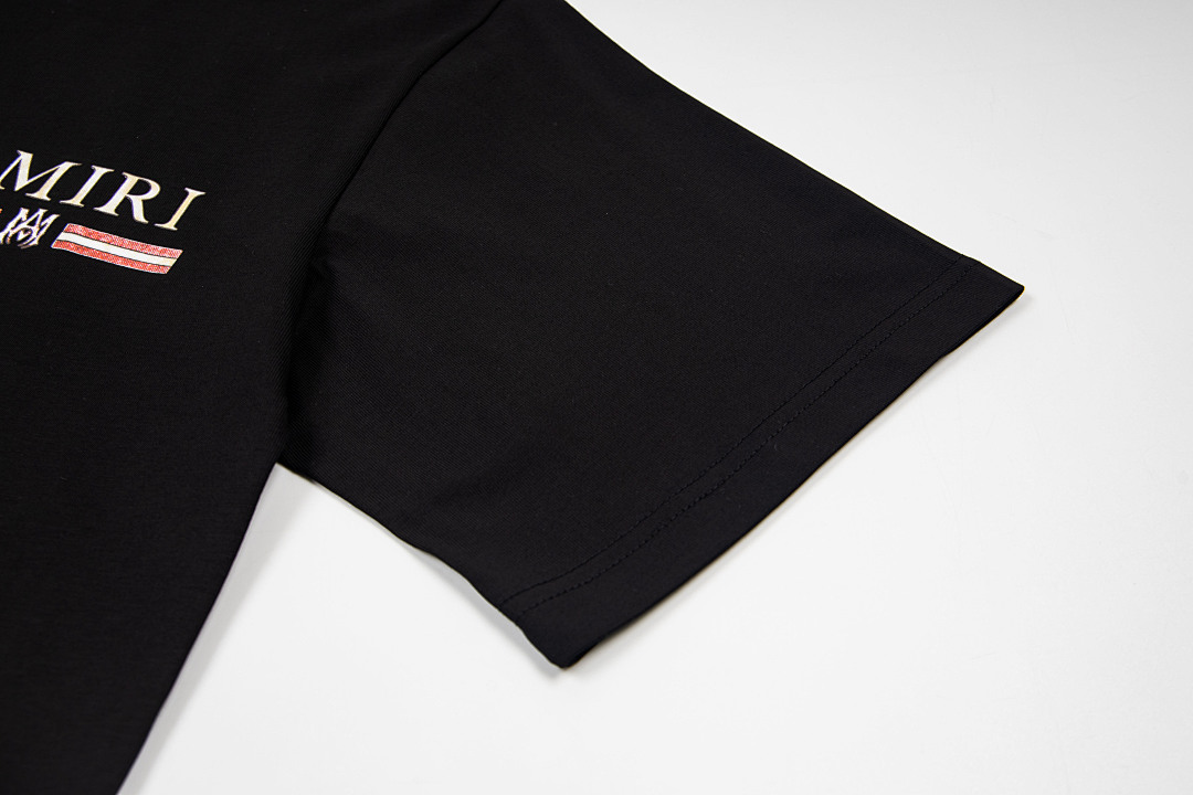 AMIRI 118 Wide Version Model Short Sleeve T Logo Print High Wind Black White S M L XL 9904# - Image 8