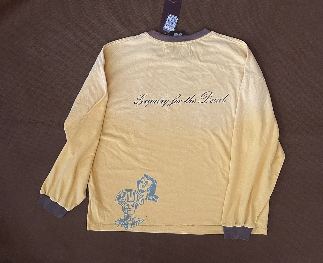 Unbranded 138 Paly Hollywood × Rolling Stones《Beggars Banquet》 Collab Long Sleeve T : Yellow S M L - Image 6