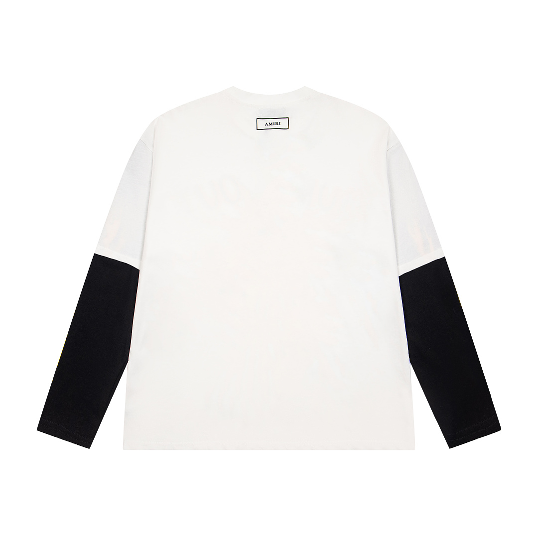 AMIRI 148 Wide Version Model Long Sleeve T Black White S M L XL 604# - Image 17