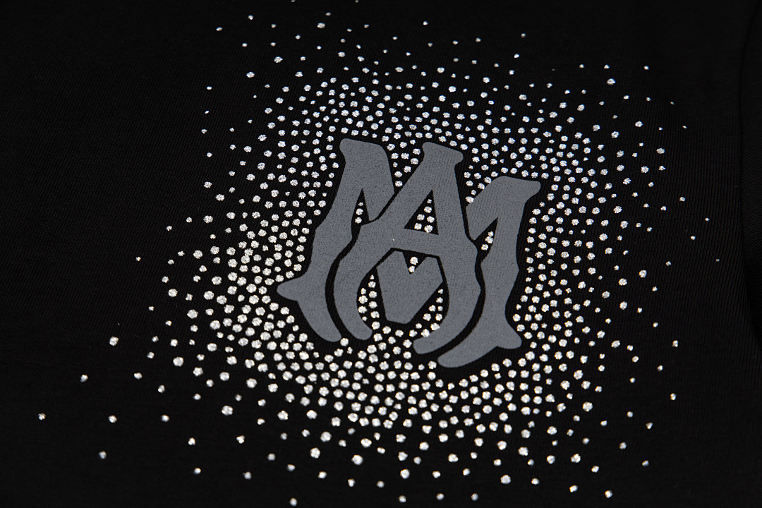 AMIRI 128 Wide Version Model Short Sleeve T Logo Print Diamond High Wind 260 Solid Cotton Black S M L XL 9911# - Image 7