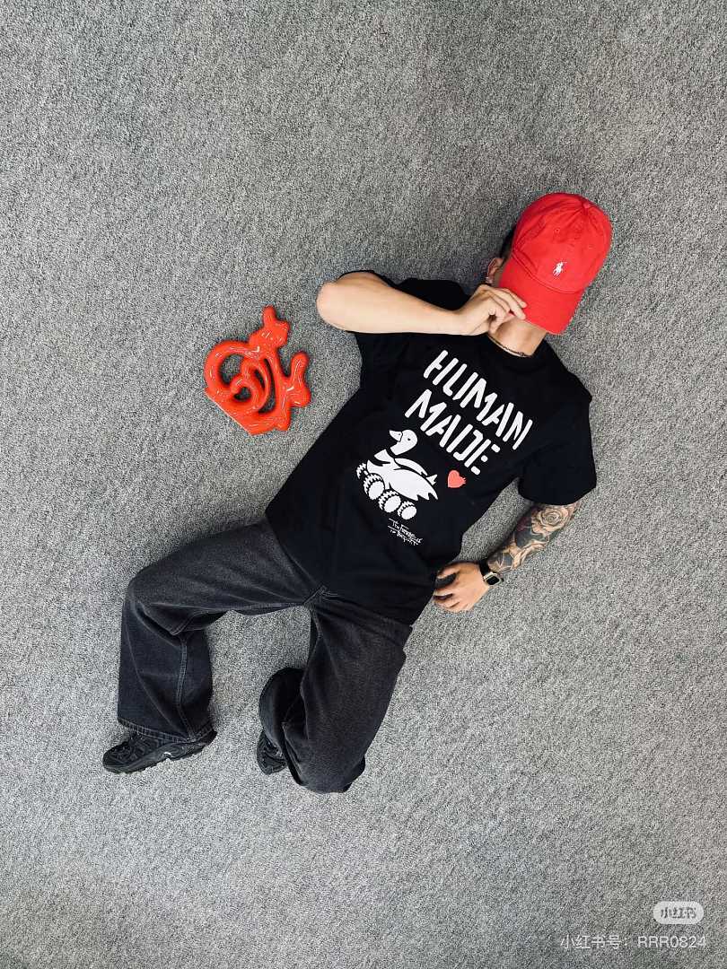 Human Made 138 Humanmade 26 Spring New Cotton Small Red Print Short Sleeve : Black White S M L - Image 18