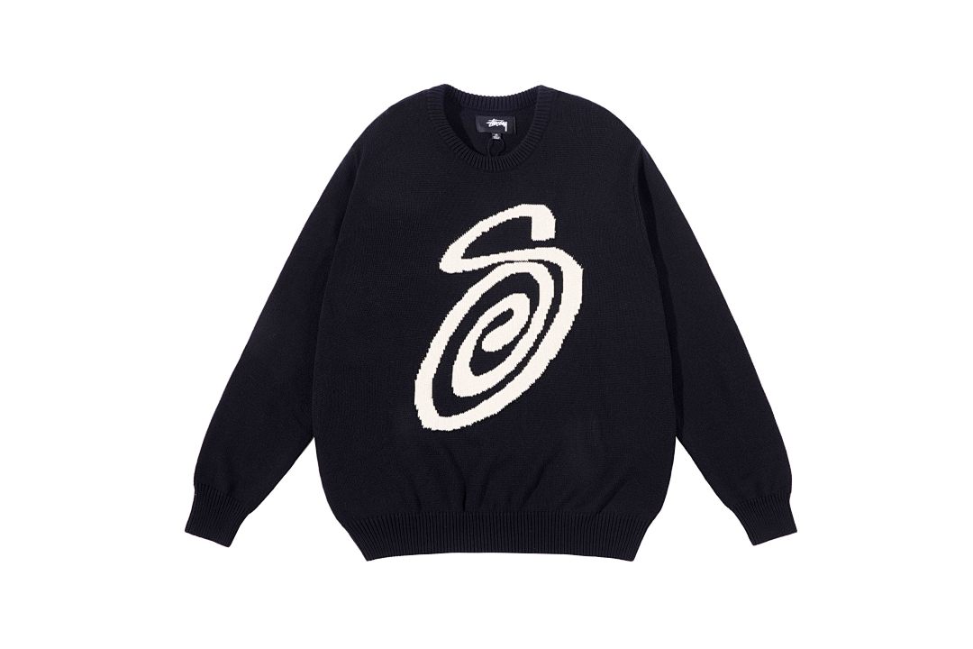 Stussy 228 Stu S Logo Knitted Sweater Ki Kiko Wind Collar Fleece : Black Off White Red Ink Green M L XL Y0796# - Image 7