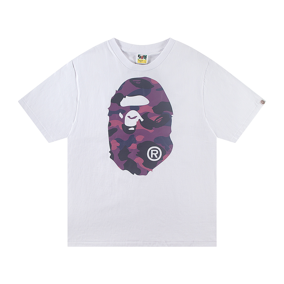 Bape 148 TOP Print Collar Short Sleeve T Black White S-XL - Image 13