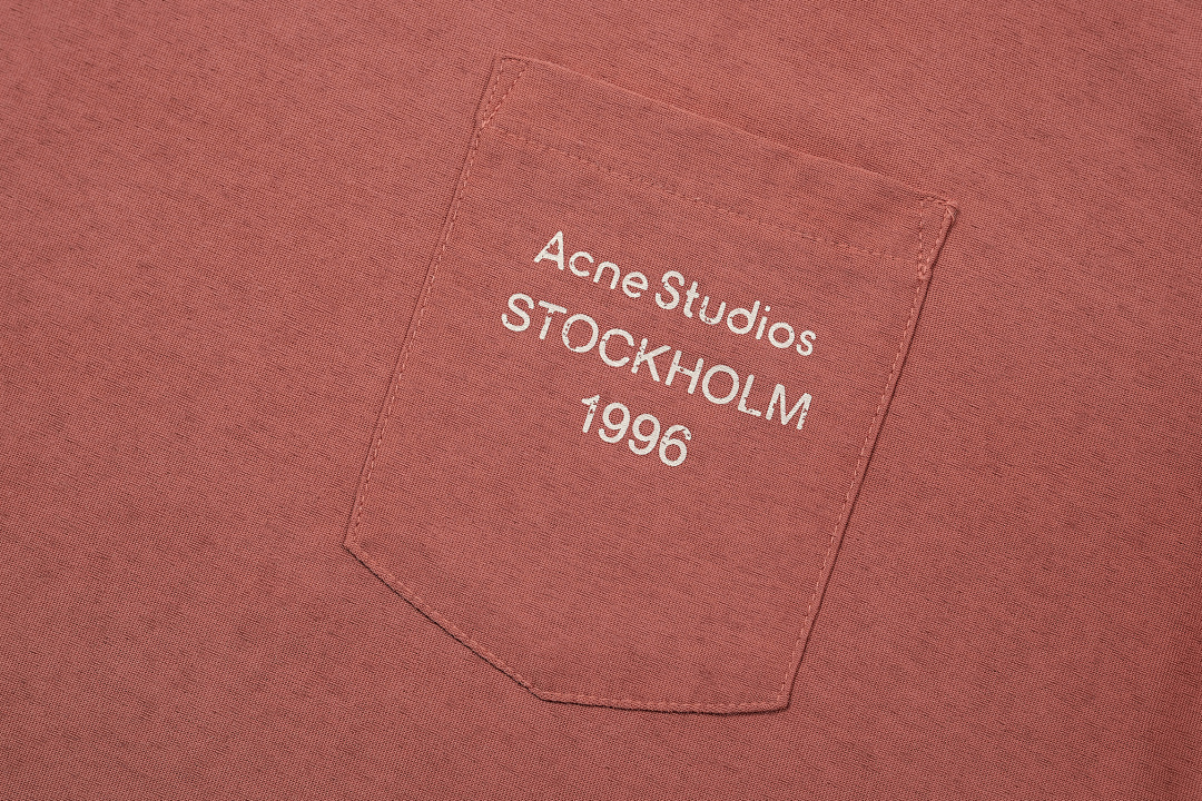 Acne Studios 118 AC LOGO Print Short Sleeve T Black White Brick Red S-XL 8096# - Image 6