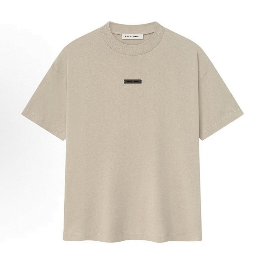 Essentials 118 SS25 Classic Hoodie Label Print Short Sleeve Silk Silver Gum : XS-XL (Grey Brown Oatmeal) - Image 6