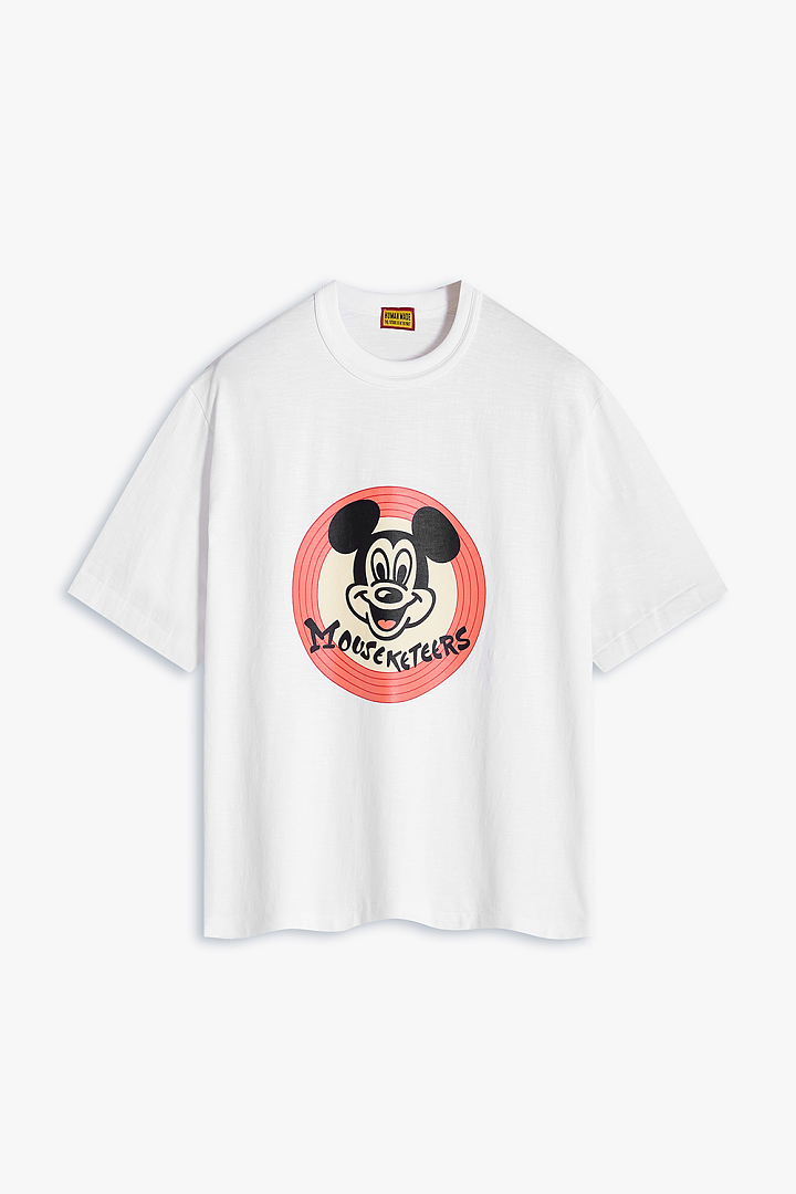 Human Made 118 Human Made X Mickey Mouse Club Tee Cream Classic Collab Limited Exclusive Khaki Print Cotton Short Sleeve T : White S M L - Image 3