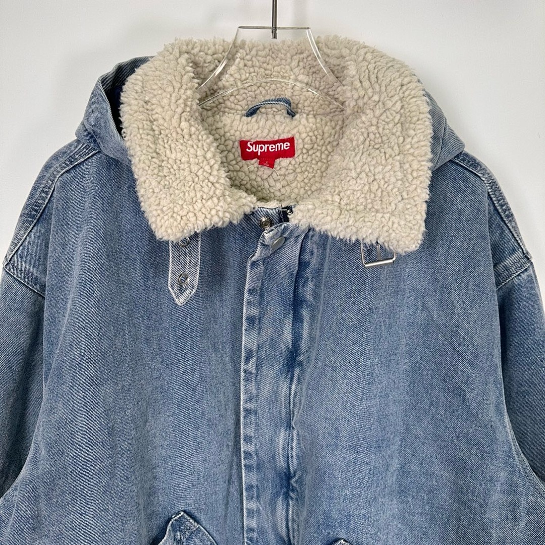 Supreme 598 24Fw Faux Shearling Lined Bomber Jacket Velvet Black White Water Blue S-XL - Image 57
