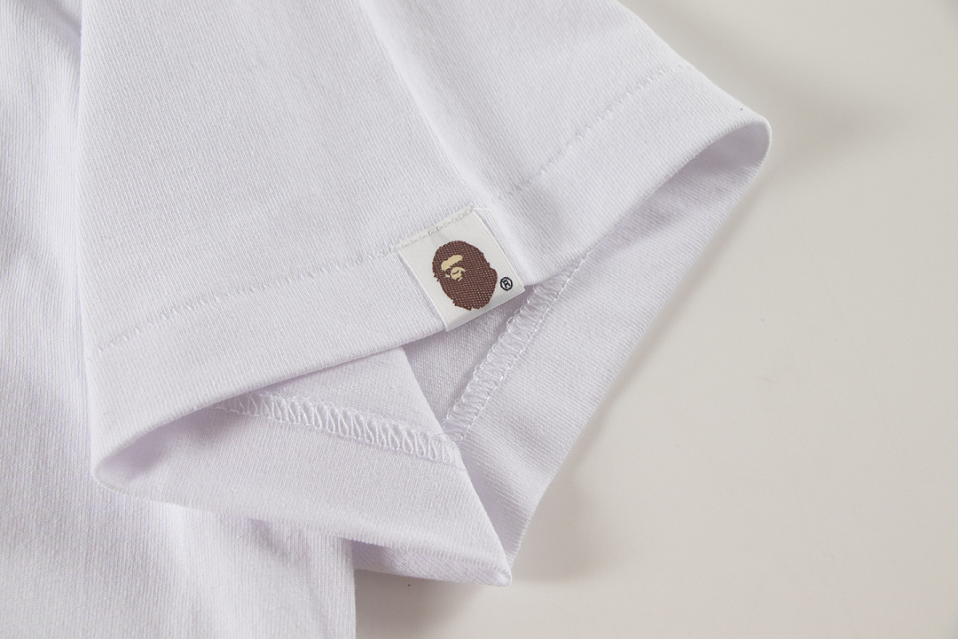 Bape 148 TOP Print Collar Short Sleeve T White S-XL - Image 8