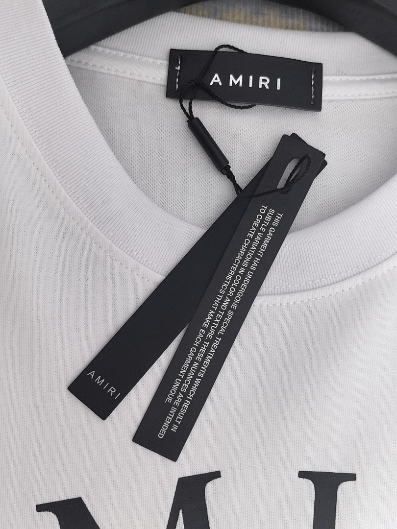 AMIRI 118 Wide Version Model Short Sleeve T Logo Print High Wind Black White S M L XL 9907# - Image 30