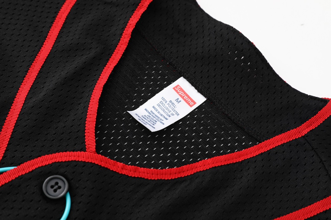 Supreme 298 SS25 Baseball Jersey Label Logo Short Sleeve : Black White Water Green S M L - Image 16