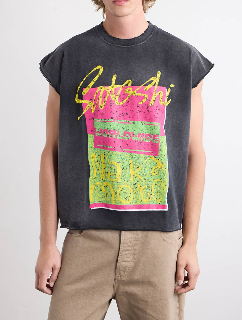 Unbranded 128 Satoshi Nakamoto Worldwide Cut Off Tee / Cup Half Full Sleeve T : Washed Black S M L - Image 14