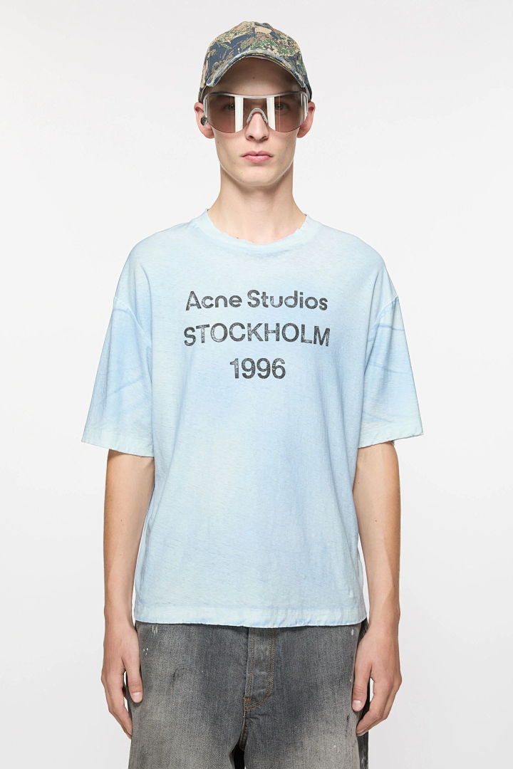 Acne Studios 118 AC LOGO Print Short Sleeve T White Light Blue Dark S-XL 8046# - Image 58