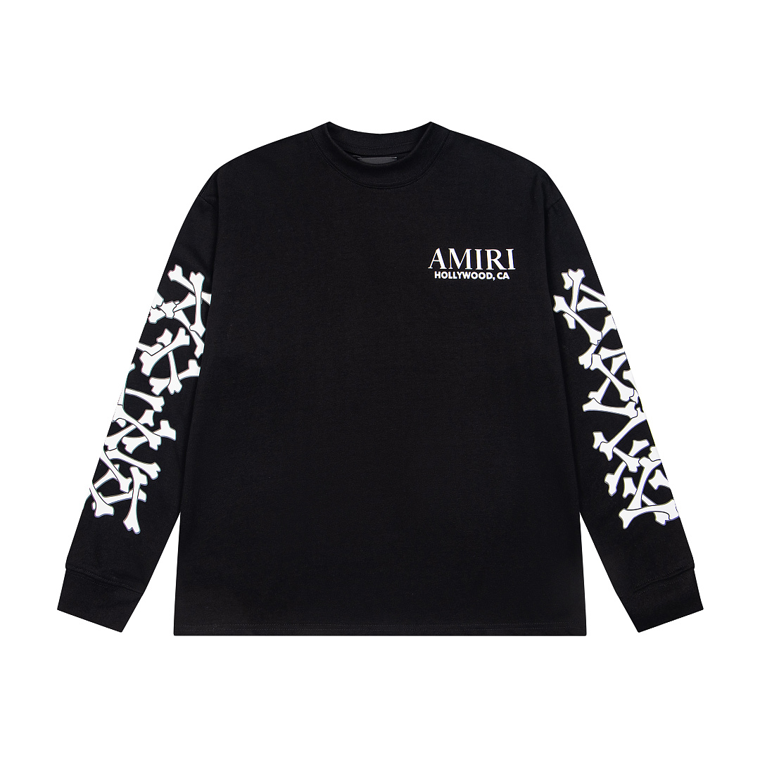 AMIRI 138 Wide Version Model Long Sleeve T Black White S M L XL 602# - Image 4