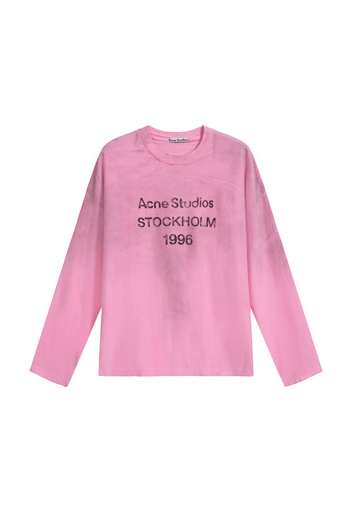 Acne Studios 128 AC LOGO Print Long Sleeve T Pink Black White Olive Green Dark Blue Red Spring Purple S-XL 3286# - Image 100