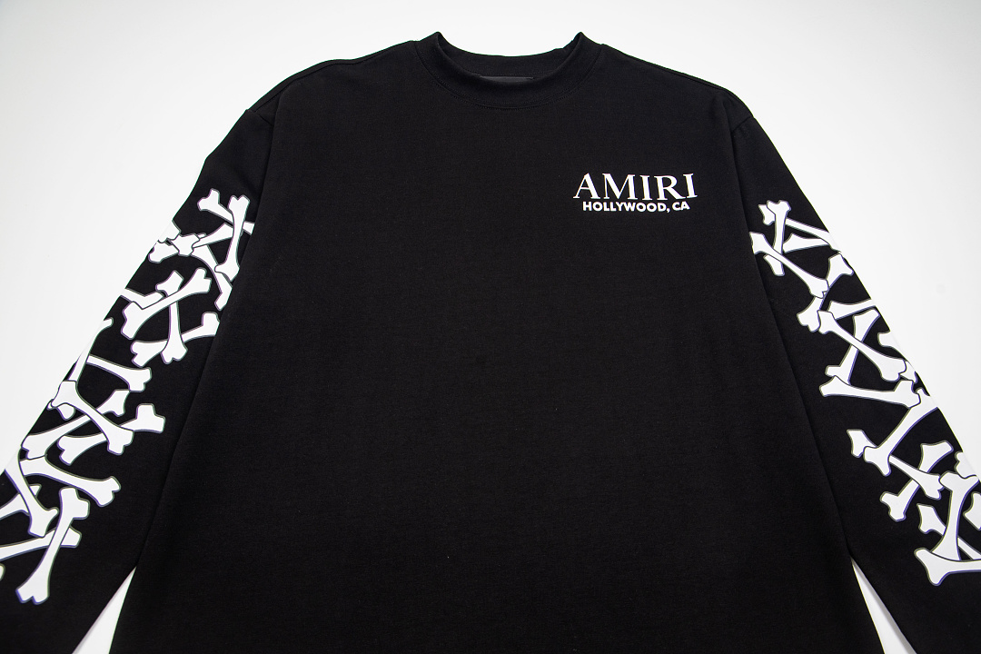 AMIRI 138 Wide Version Model Long Sleeve T Black White S M L XL 602# - Image 5