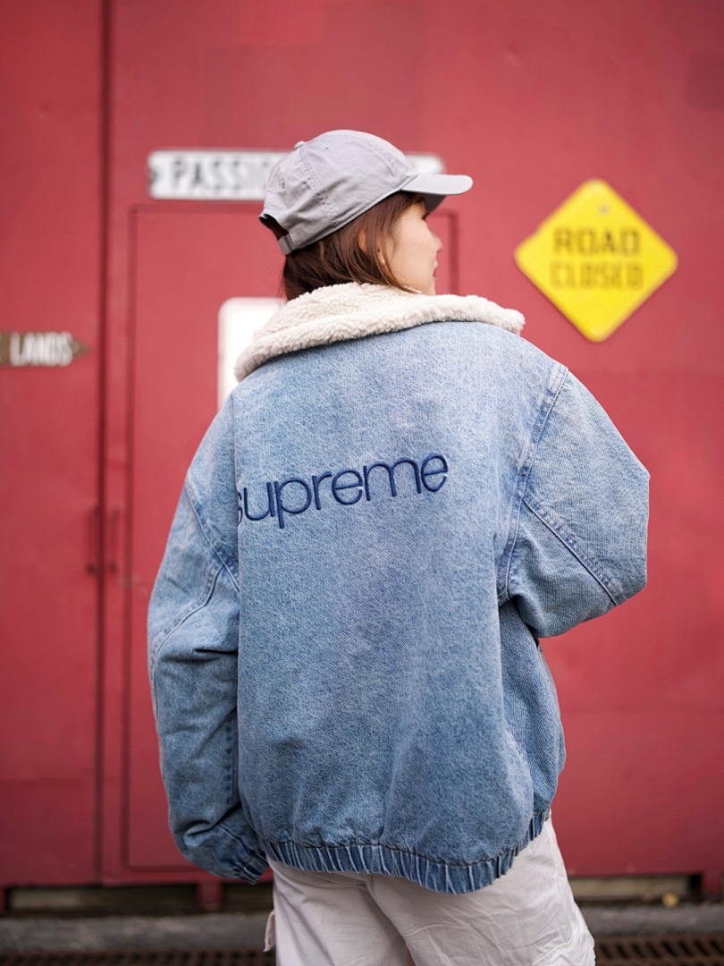Supreme 598 24Fw Faux Shearling Lined Bomber Jacket Velvet Black White Water Blue S-XL - Image 71