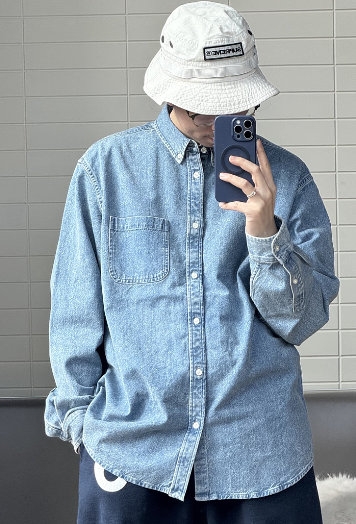 Supreme 358 Appliqué Denim Shirt Blue Black S-XL - Image 20
